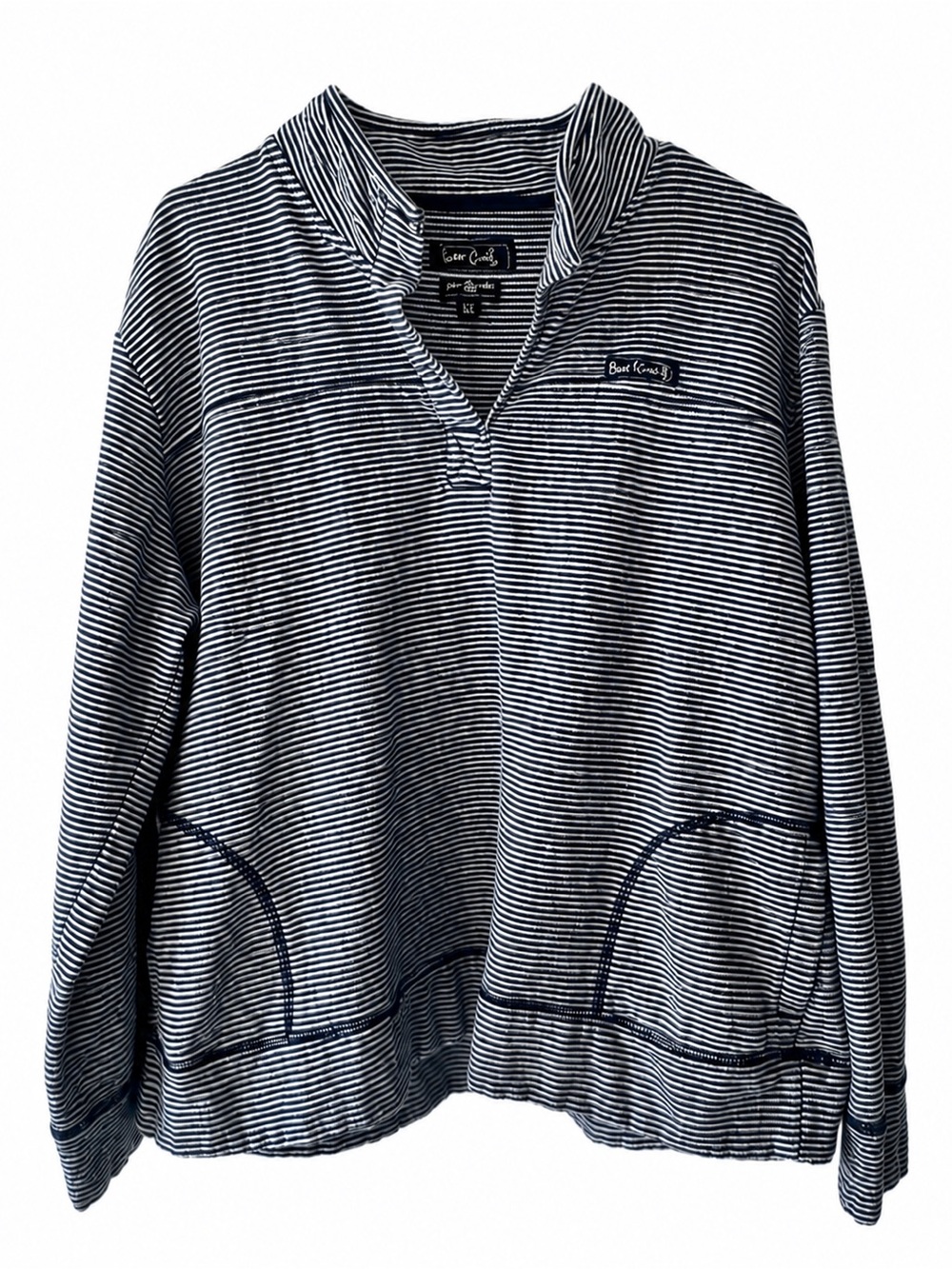 State of Mine South Carolina Striped Women’s Quarter Button Sweatshirt Navy XXL